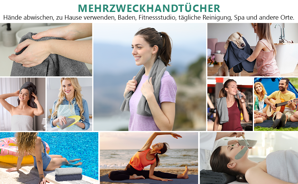 Мікрофібровий рушник URAQT, набір 12 шт. Швидковисихаючі рушники з мікрофібри для сауни, фітнесу, спорту, подорожей - рушник для фітнесу, спортивний рушник, пляжний рушник, 30x30 см