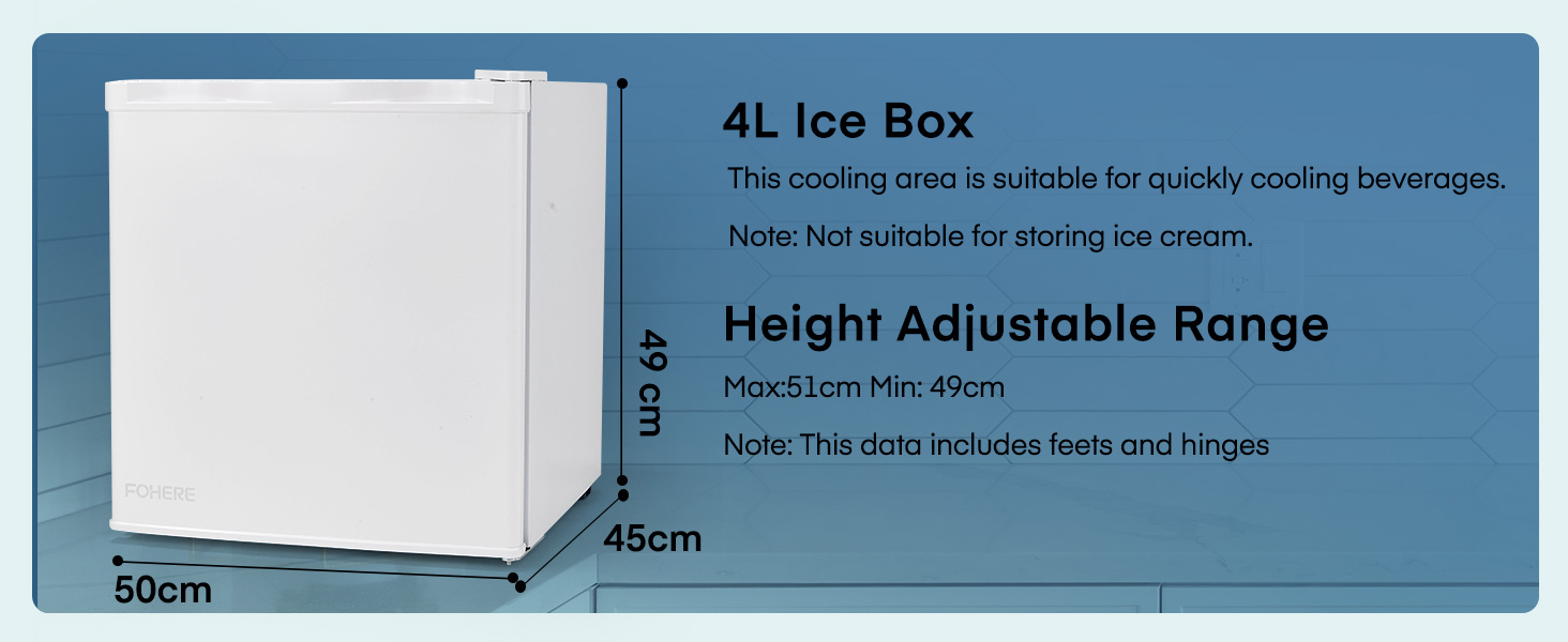 Міні-холодильник E 46L з відділенням для льоду, 42 dB, регулювання температури, енергозберігаючий, знімний дверний анфаз, для кухні, офісу, спальні, готелів та маленьких квартир (білий)