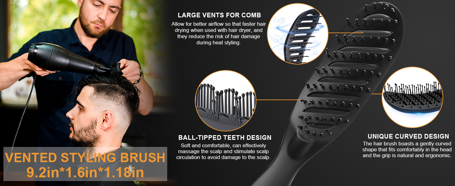 Набір для чоловічого стайлінгу Kamm, DUAIU: 7 предметів, круглі щітки, текстурувальні гребені для укладки та розчісування