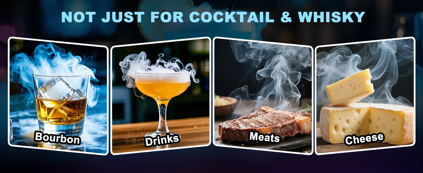 Електричний набір для копчення віскі Saturn - 6 дерев'яних чіпсів, 6 каменів для віскі, форма для льоду, перезаряджається, для бурбону, подарунок для батька, чоловіка, електричний дим для віскі + камені