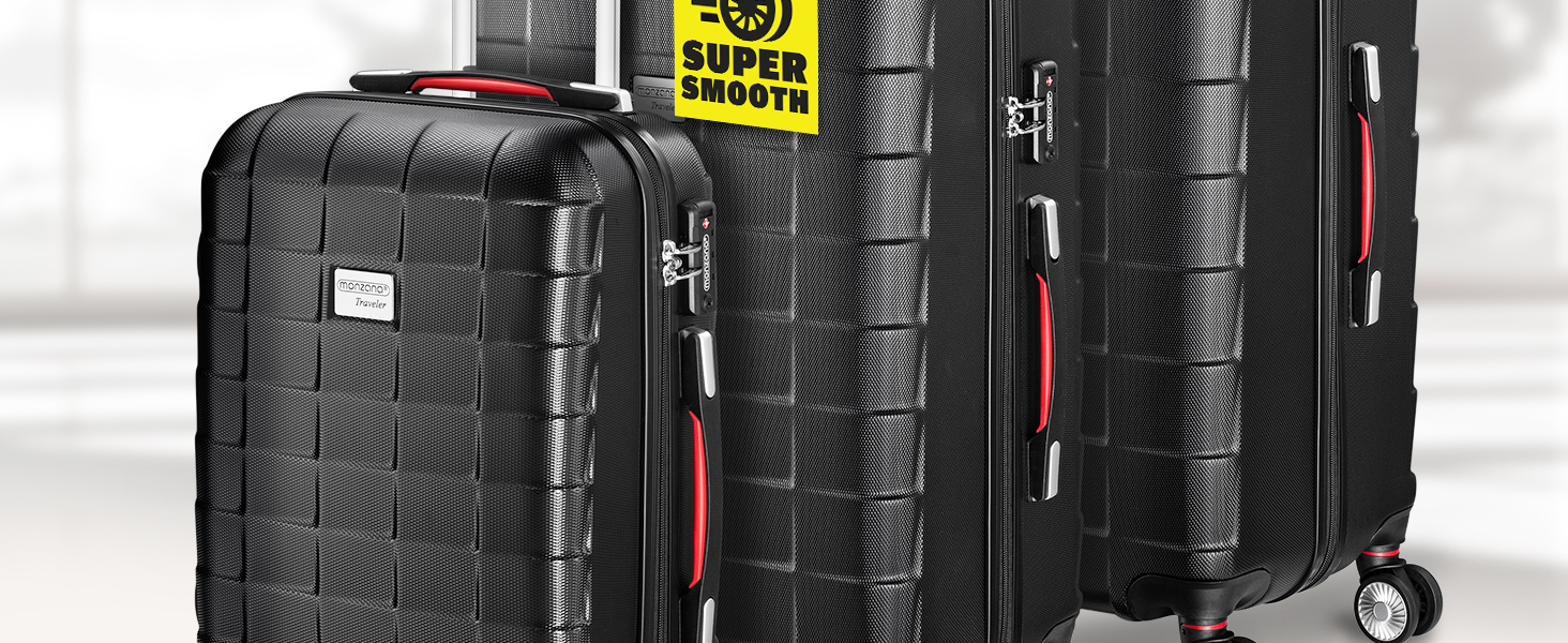 Набір валіз MONZANA® 3шт Exopack TSA, 3 шт. (M-L-XL), жорсткий корпус, блакитний