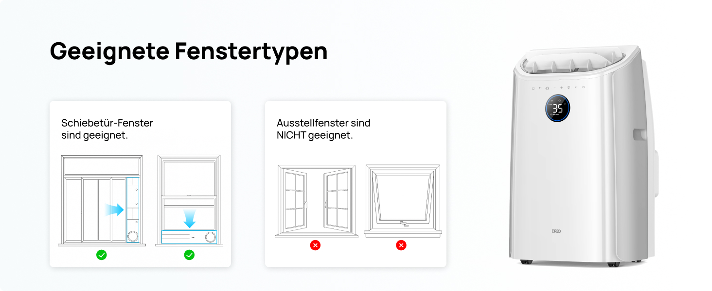 Мобільний кондиціонер Dreo 10000 BTU з охолодженням без дренажу, керуванням через додаток/голос/пульт, таймером 24 год та функцією вентилятора/зневожувача, AC515S