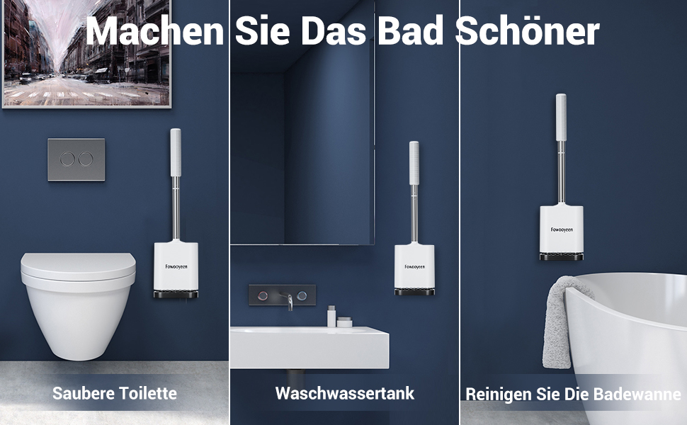 Набір щіток для унітазу Fowooyeen: силіконові, настінні, плоскі, з сердечком, елегантний дизайн, без свердління, 2 шт. (білий матовий)