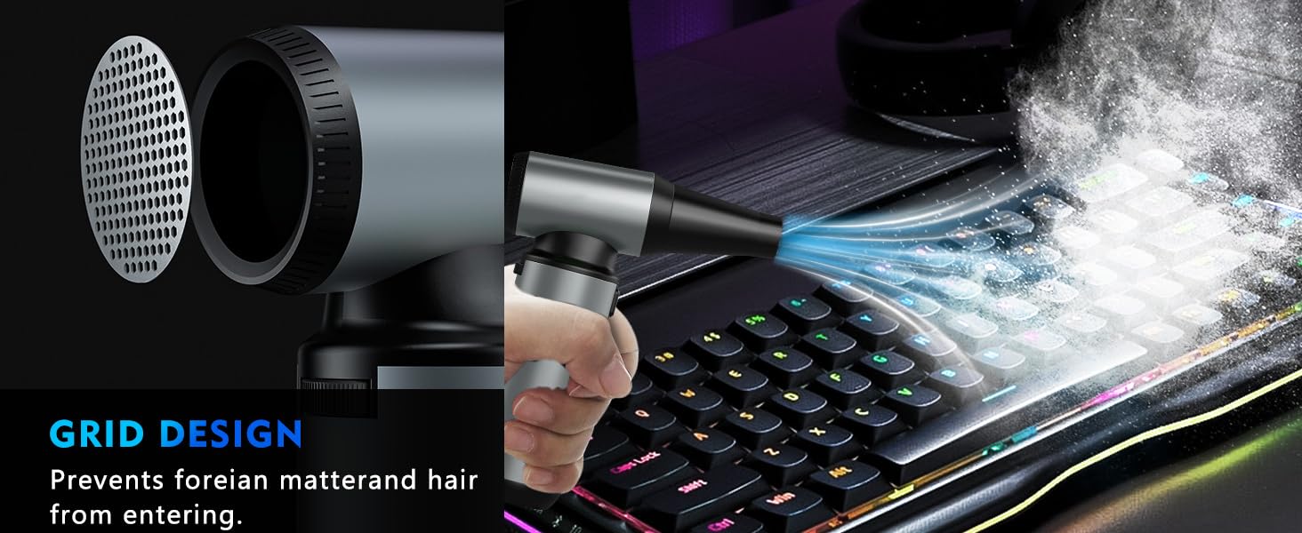 Електричний пилосос для повітряного продування, ультрапотужний, 3 режими, 200000 об/хв, з акумулятором 10000mAh, щіткою для чищення та USB-зарядкою, для чищення ПК