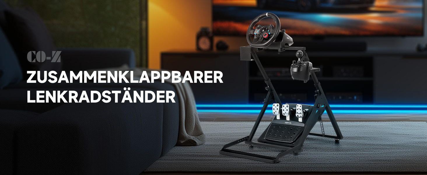 Стенд для керма CO-Z WS02-24: сумісний з Logitech G920/G27/G25/G29, Thrustmaster T80/T150/TX/F430, з кріпленням для перемикача передач, регульована висота, для гоночних симуляторів