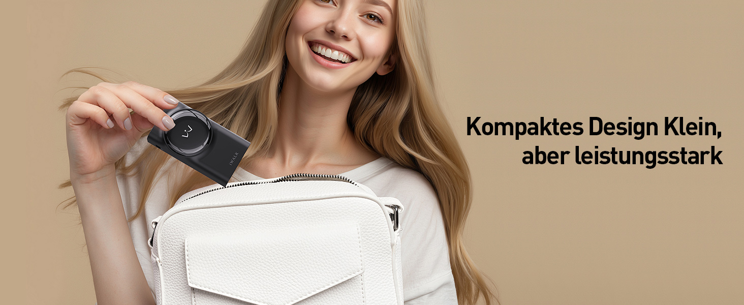 Power Bank iWALK 10000mAh з вбудованим кабелем USB-C 70см, 3 виходи, 30W PD, для iPhone, Samsung, Android, iPad (Чорний)