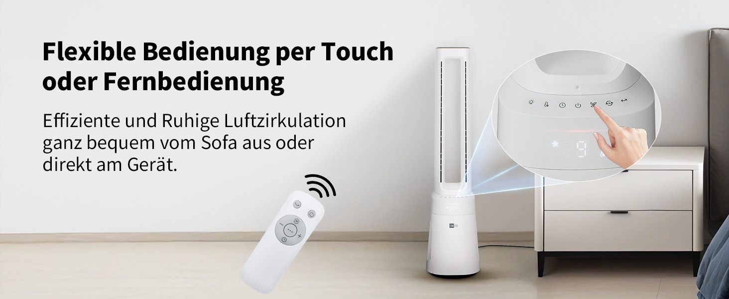 Турбовентилятор Aeco AirX Guard 2-в-1 з очищувачем повітря HEPA H13. Тиха робота 38dB, 10 швидкостей, 3 режими, осциляція 60°, таймер 12h, LED дисплей, пульт ДУ.