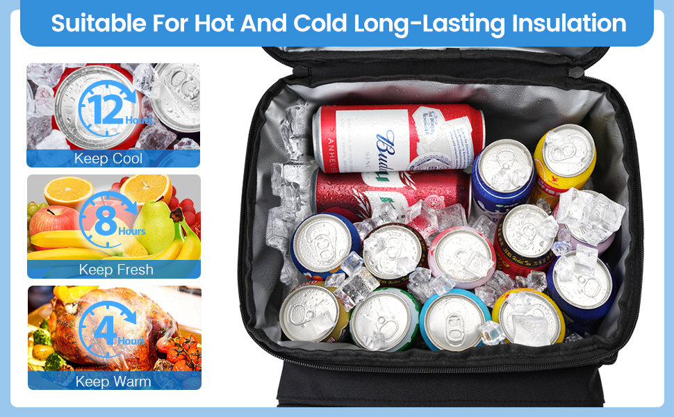 Ізольований холодильник на колесах 48 літрів для пікніка, кемпінгу, риболовлі, пляжу - сірий/чорний