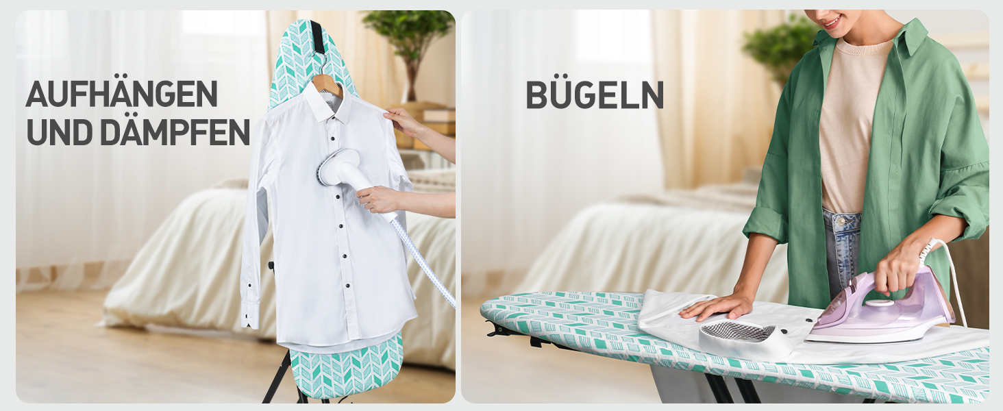 Прасувальна дошка LyriFine 2-в-1 для прасування з парою та звичайного прасування, стабільна, зелена