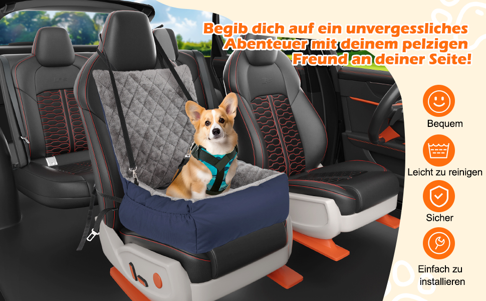 Автокрісло для собак SIVEIS – м'яке ліжко з кишенькою, захист від подряпин, з ременем безпеки
