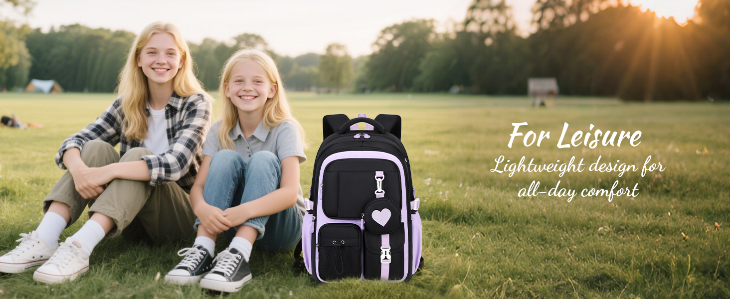 Шкільний рюкзак для дівчаток Tanou, чорний, з дихаючої тканини Oxford, для 3-5 класів