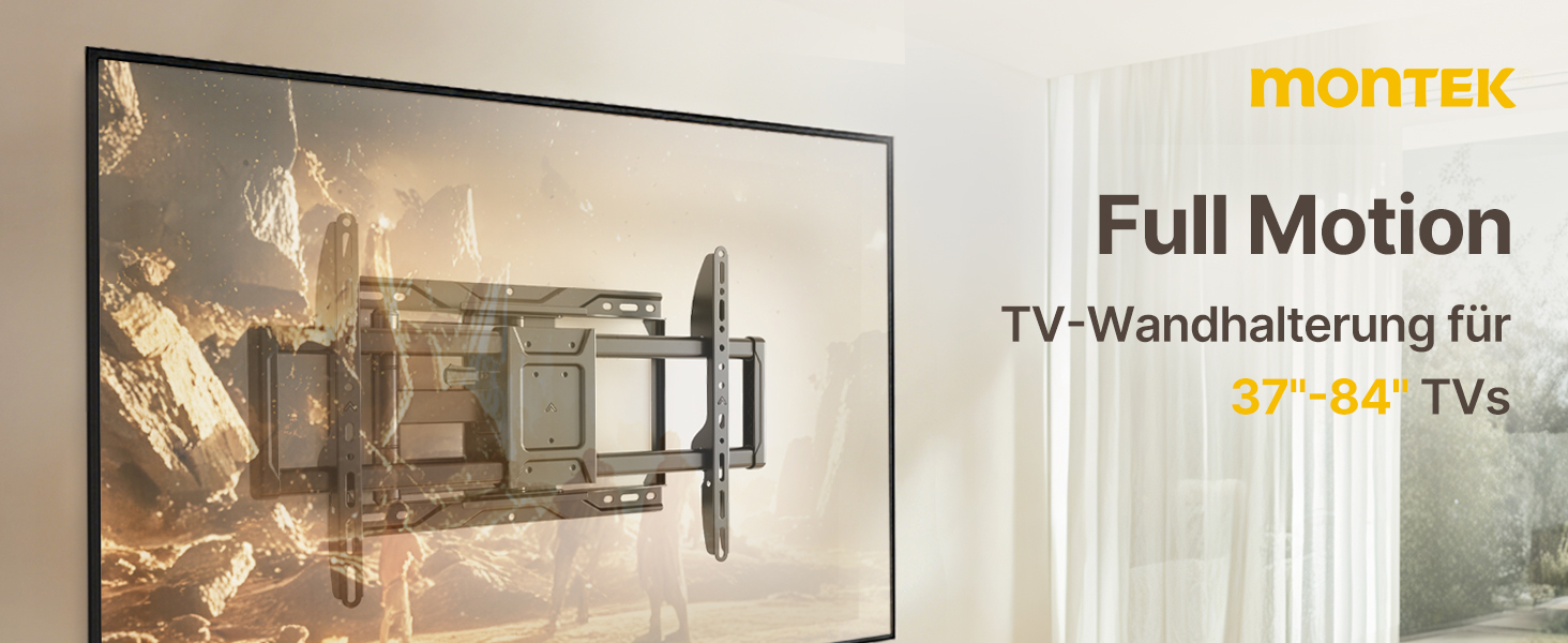 Кріплення для телевізора monTEK Full Motion з регулюванням, 37-84 дюйми, до 50 кг, VESA 600x400 мм, для дерев'яних підставок