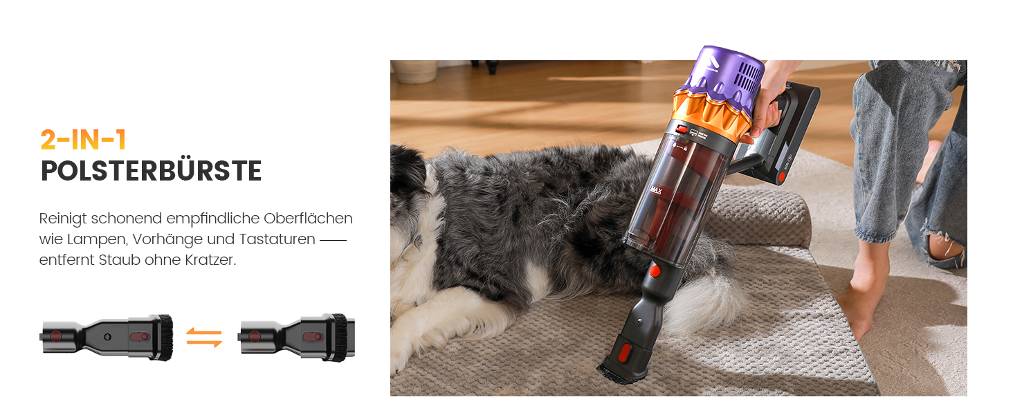 Бездротовий акумуляторний пилосос AlloyMove A05: 50000Pa, 550W, 80 хвилин, LED-дисплей, антизаплутана щітка, 7-ступенева фільтрація, для тварин, твердих поверхонь та килимів