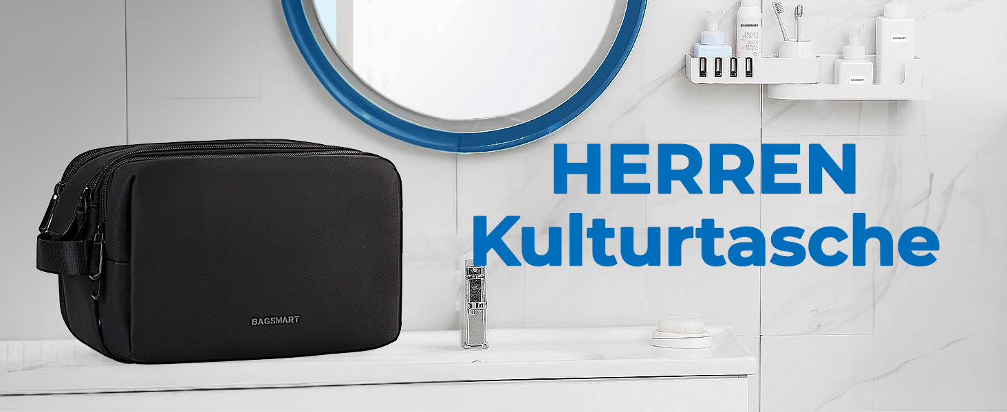 Чоловіча дорожня косметичка BAGSMART з подвійною блискавкою, великий об'єм, 5л, темно-сірий колір