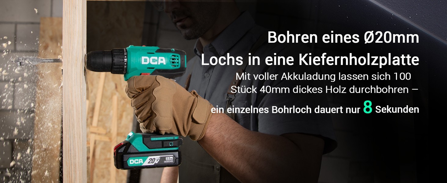 Акумуляторний дриль-шуруповерт DCA ADJZ2035, 20V, 40 Нм, 2.0Ah, 25-ти частинний комплект
