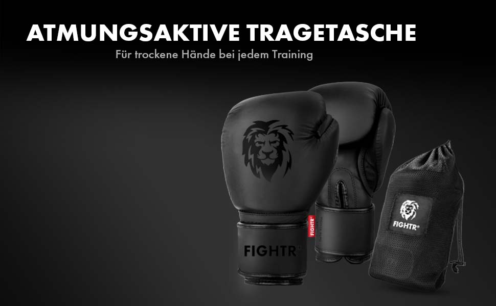 Боксерські рукавички FIGHTR® Pro з натуральної шкіри | чоловічі та жіночі | для боксу, MMA, муай-тай, кікбоксингу та єдиноборств | 10, 12, 14, 16 oz | з сумкою 16 oz All Black