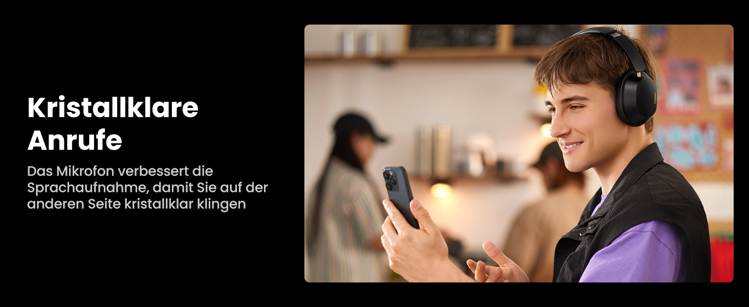 Навушники UGREEN HiTune Max5c Over-Ear з активним шумозаглушенням, Hi-Res Audio, LDAC, Bluetooth 5.4, Spatial Audio, 75 годин роботи, чорний