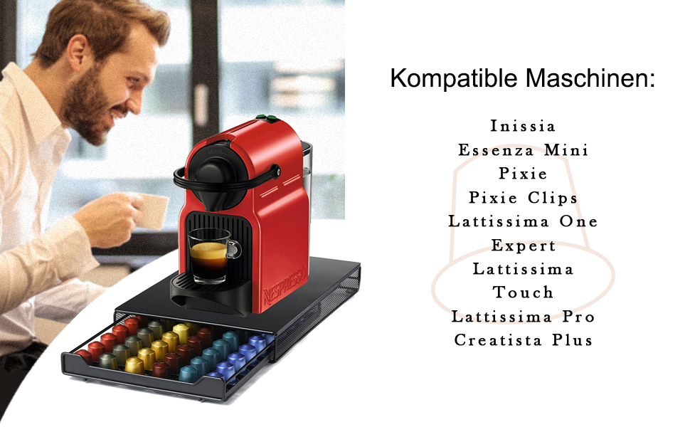 Утримувач для капсул кави HiveNets, коробка-висувна для Nespresso, на 60 капсул, червоний (Getaway Solids)