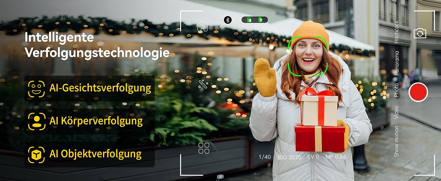 Стабілізатор для смартфона AOCHUAN X2: 3-осьовий гімбал з OLED-дисплеєм та 7.8-дюймовою штангою, чорний