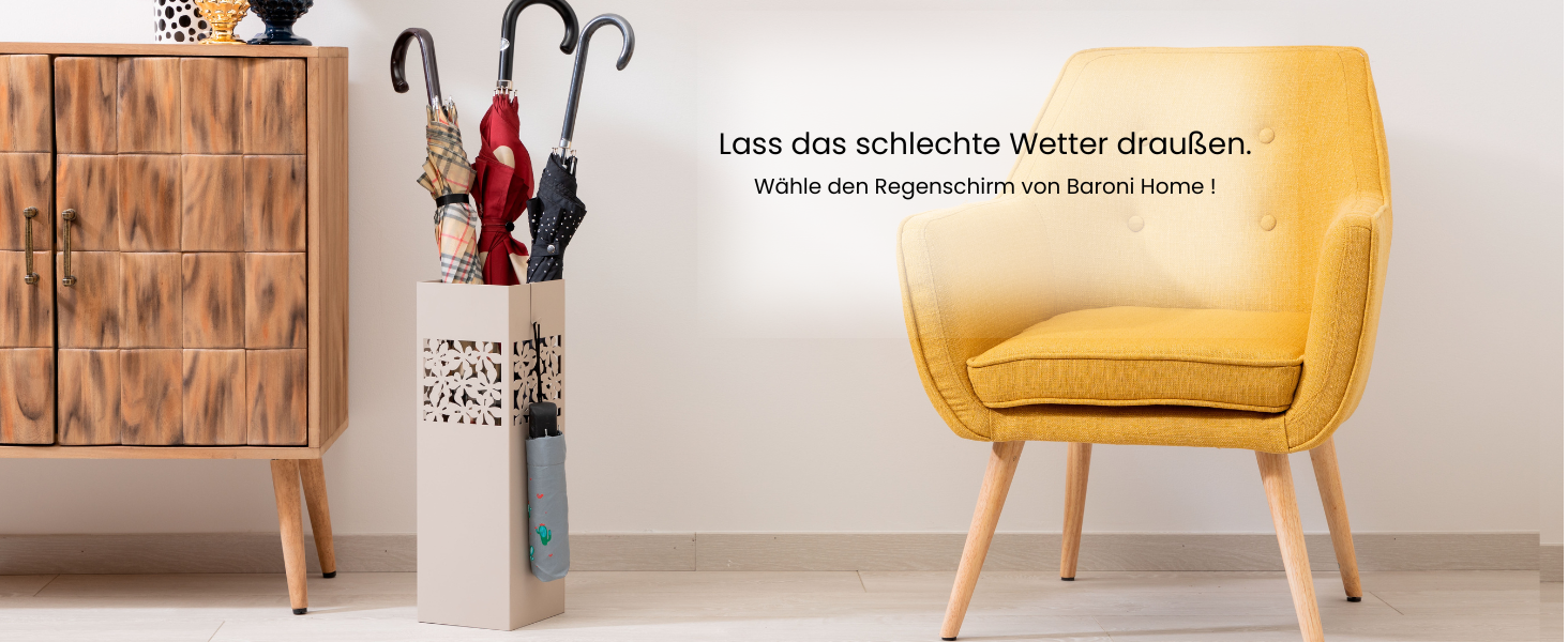 Підставка для парасольки Baroni Home квадратна металева з різьбленням, 2 гачки, знімна миска, 15,5x15,5x49 см (Таунгrau)