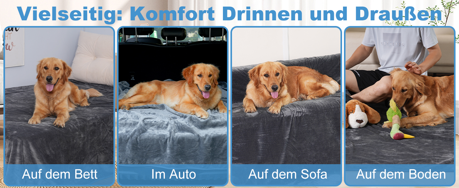 Водонепроникний плед для собак 100x120 см, миючий, з фланцевої тканини, для диванів та ліжок, з неслизьким покриттям, теплий, м'який, захист від протікань, захист меблів для собак та котів (M 100x120 см)