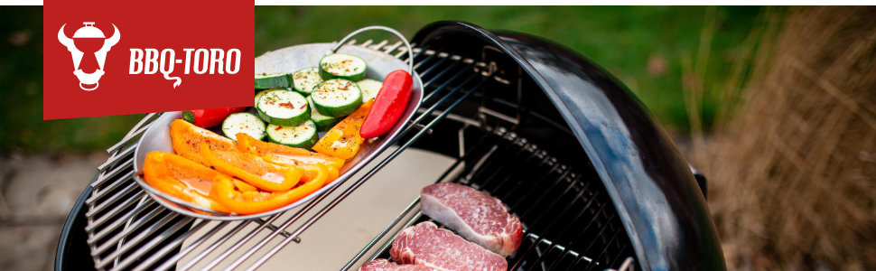 Кульовий гриль BBQ-Toro 57 см для вугілля з термометром і кришкою, круглий мангал на дровах, знімна кришка