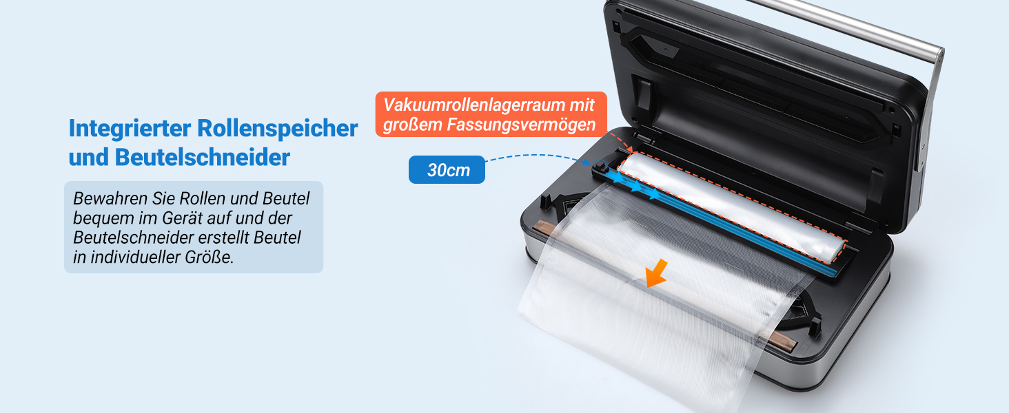 Вакуумний пакувальник INKBIRD для продуктів харчування з режимами сушіння, вологого та рідинного пакування, подвійна помпа, 20 л/хв, тихий, вбудований різак, ролики та пакети в комплекті (сірий)