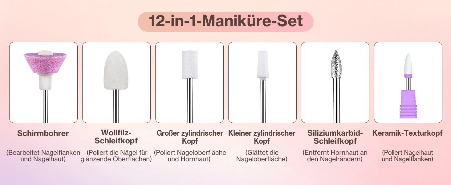 Електрична шліфувальна машинка для нігтів, професійна, 40000 об/хв, LCD, манікюр/педикюр, набір з багатофункціональною базою, рожевий