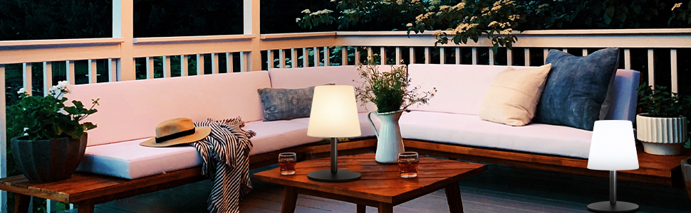 Акумуляторний LED настільний світильник Malux з димером, теплий/холодний білий (3000K/7500K), водонепроникний IP44 для дому та саду