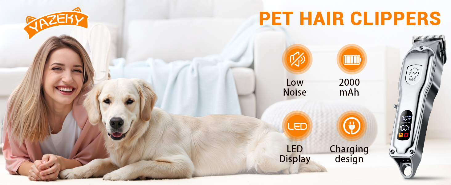 Машинка для стрижки собак і котів, професійна, з 4 насадками, потужний мотор, для тіла, обличчя, вух, лап (срібна)