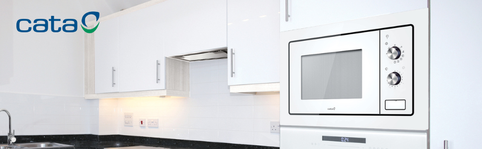 Вбудована мікрохвильова піч CATA MMA 20 WH 20L з грилем, таймером та нержавіючою сталею, 9 функцій, Ø24,5 см, білий колір