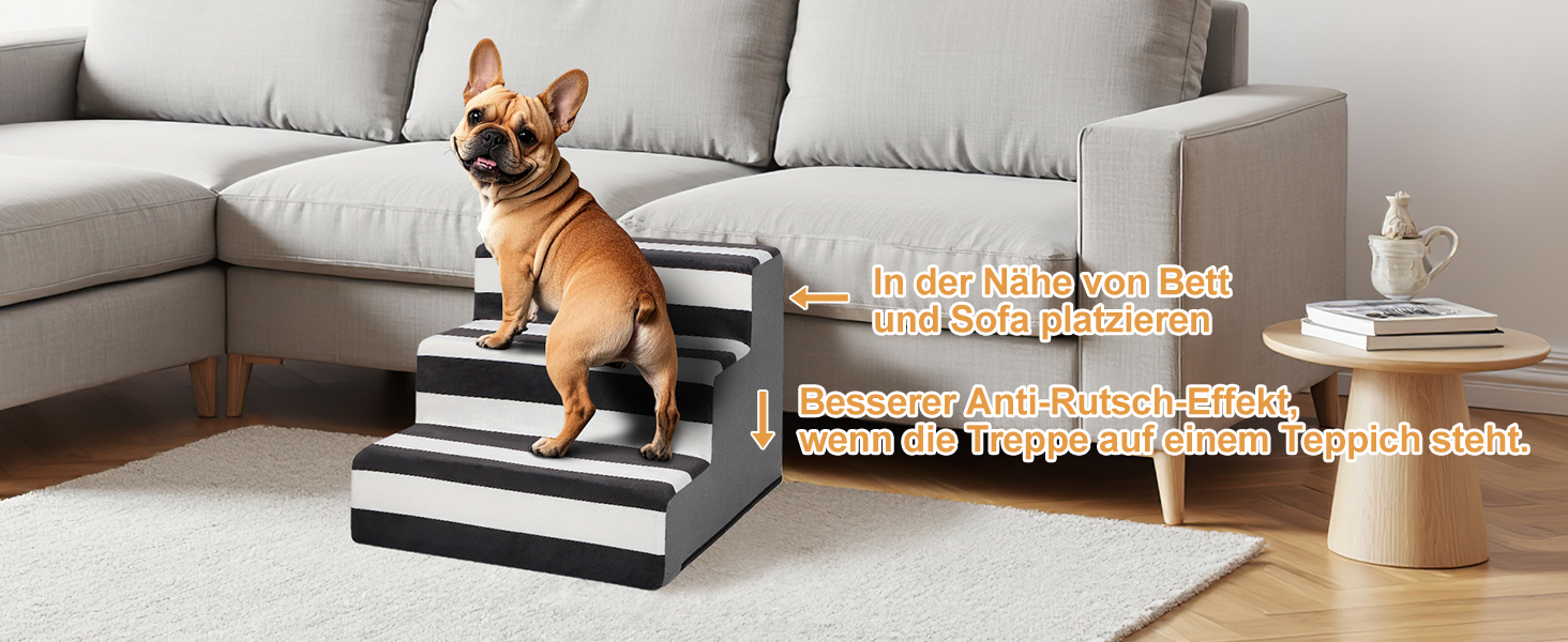 Сходинка для домашніх тварин Pawk: 5 сходинок, високощільний пінопласт, знімний чохол, для собак та котів, 45 x 56 x 75 см