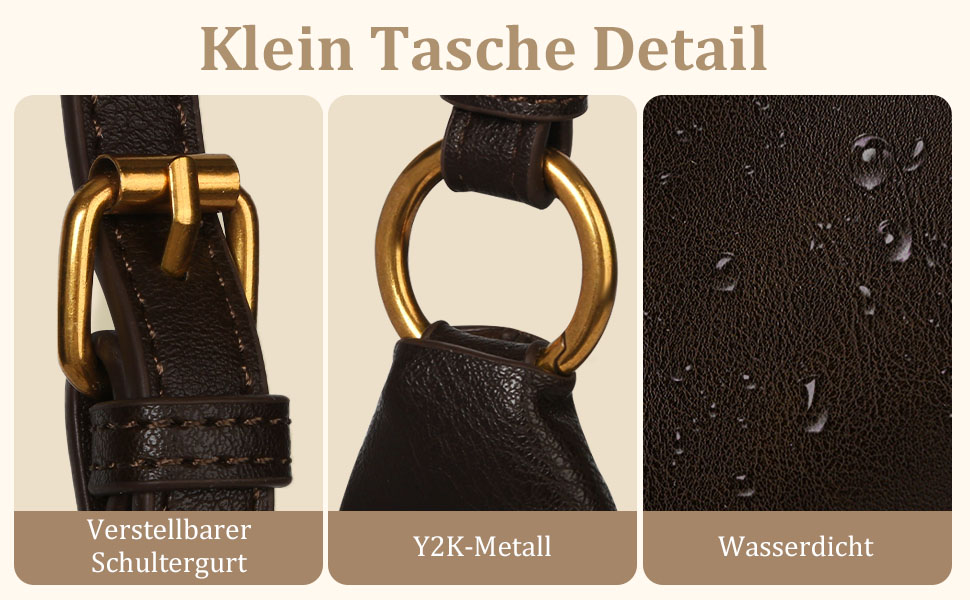 Сумка жіноча GSenhui Y2K через плече, маленька елегантна Hobo сумка з PU шкіри, вінтажна для подорожей, колір кава