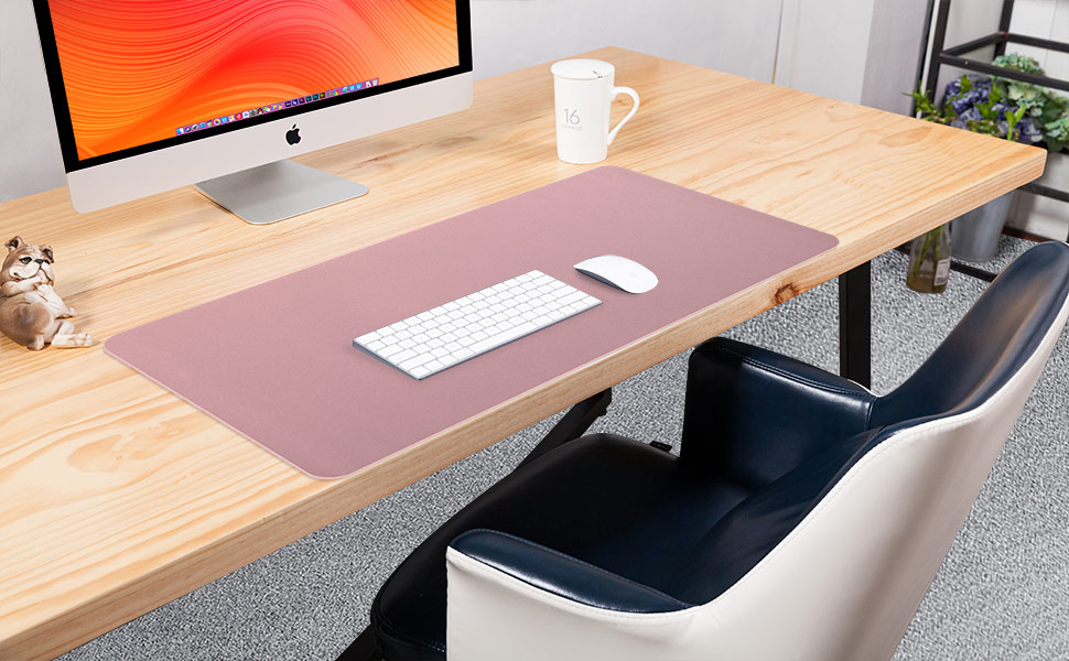 Підкладка на стіл бежева 90x43 см, килимок для миші, клавіатури та ноутбука, PU шкіра, водонепроникна, антиковзка, для дому та офісу
