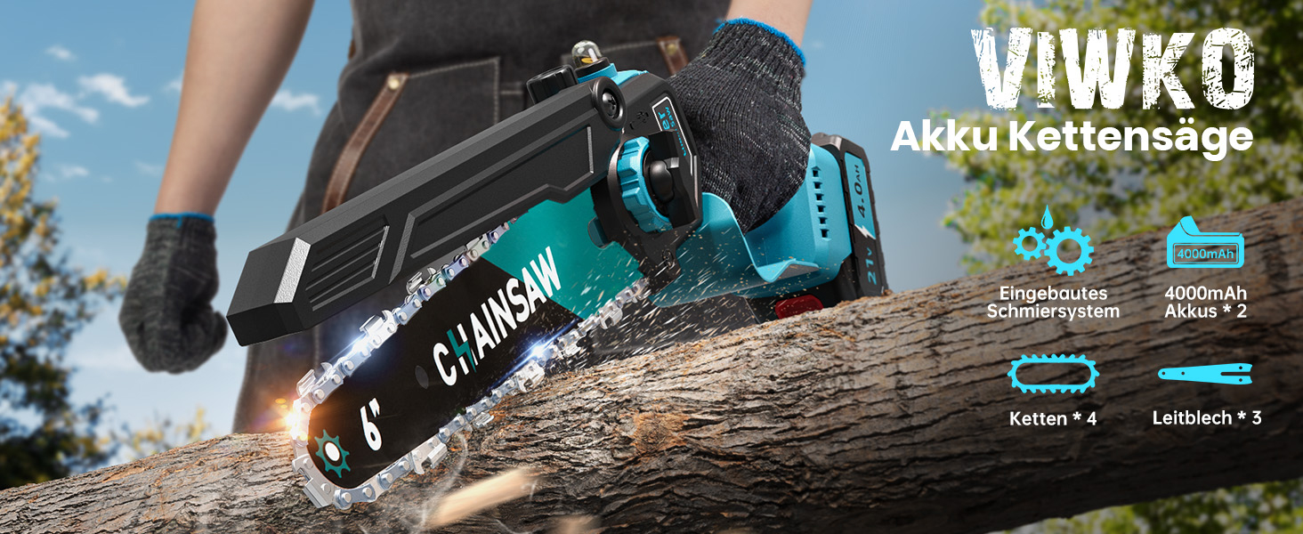 Акумуляторна міні-пила 8000mAh, безщіткова акумуляторна ланцюгова пила 6 дюймів, пила для гілок з автоматичним змащенням, 2 акумулятори 4000mAh, ручна акумуляторна пила сумісна з акумуляторами Makita 18V для різання деревини