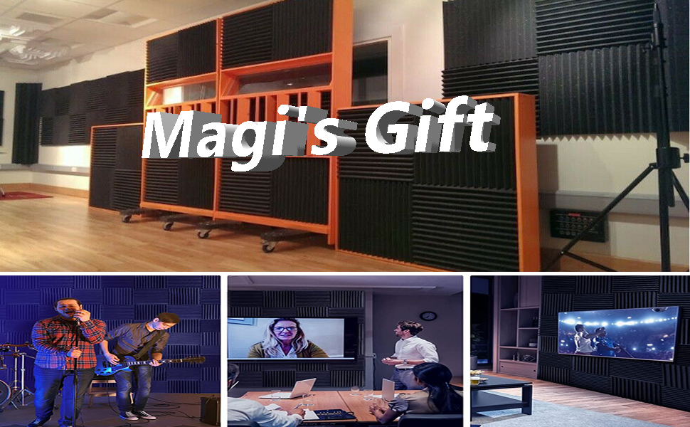 Акустичний поролон для звукоізоляції стін, вогнестійкі шумопоглинаючі панелі для студії, офісу та дому, 30x30x2,5 см, 12 шт.