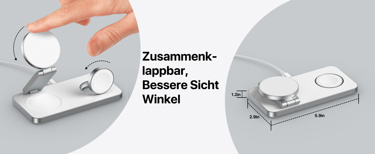 Зарядна станція Inductive QTlier 3-в-1 для iPhone 15/14/13/12, Apple Watch та AirPods, 30W Wireless Charging