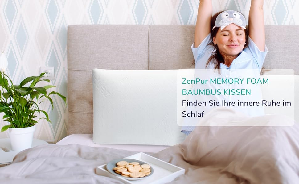 Набір ортопедичних подушок ZenPur з ефектом пам'яті (Memory Foam), 40x60x13 см, ергономічна подушка для шиї з бамбуковим чохлом Oeko-Tex, 2 шт.