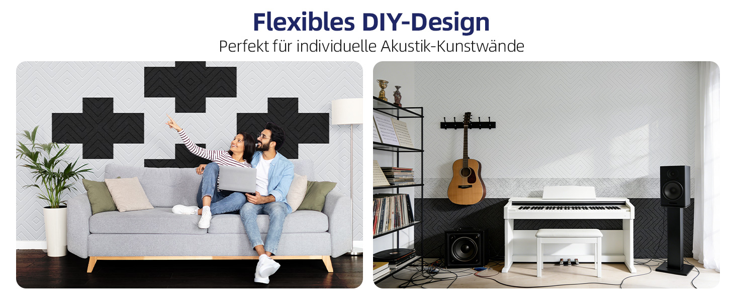 Самоклеючі акустичні панелі Vieshful для шумоізоляції стін та стелі, 10 шт, 30x30x1 см, чорні — звукопоглинаючі плити для студії, офісу та спальні