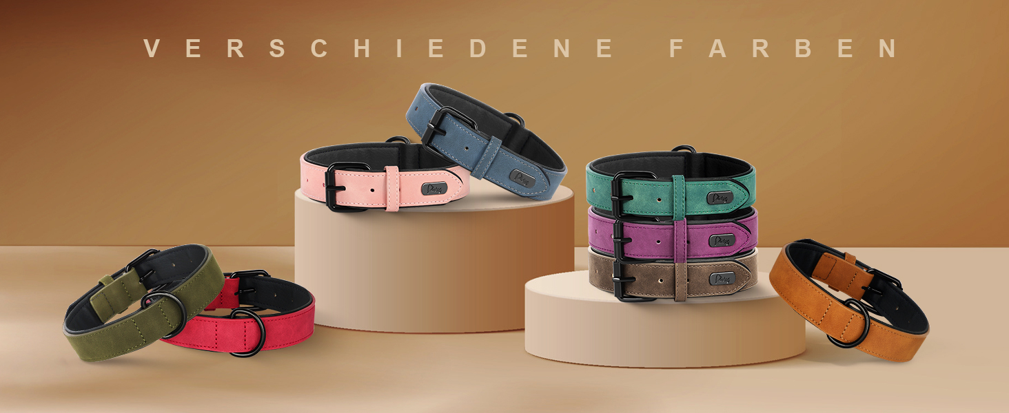 Нашийник для собак Didog з м'якої шкіри, синій, регульований, 33-43 см, 10-20 кг