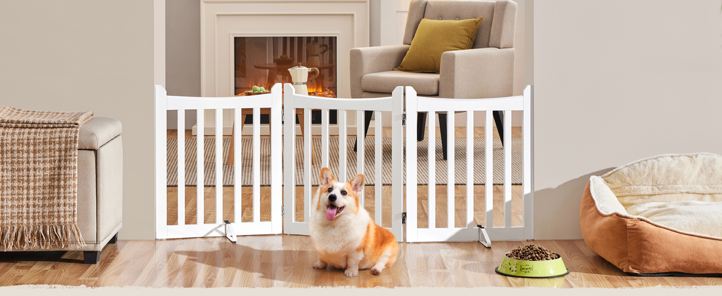 Захисне огорожа для собак Yaheetech, 60,5 x 151,5 см, 3 панелі, біла