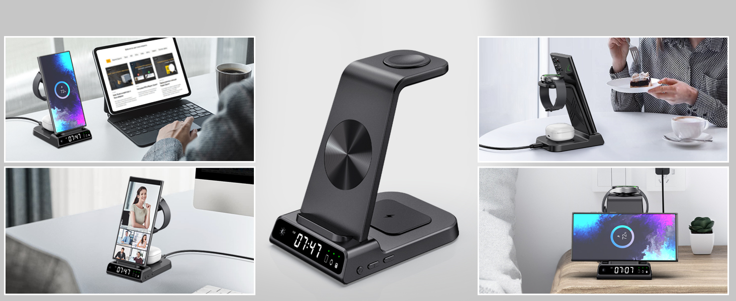 Бездротова зарядка 3-в-1 для Samsung Galaxy S25 Ultra, Watch 8/Ultra/7/6, Buds 3/3 Pro. Підтримка моделей S25/S24/S23, Z Flip 7/Fold 6