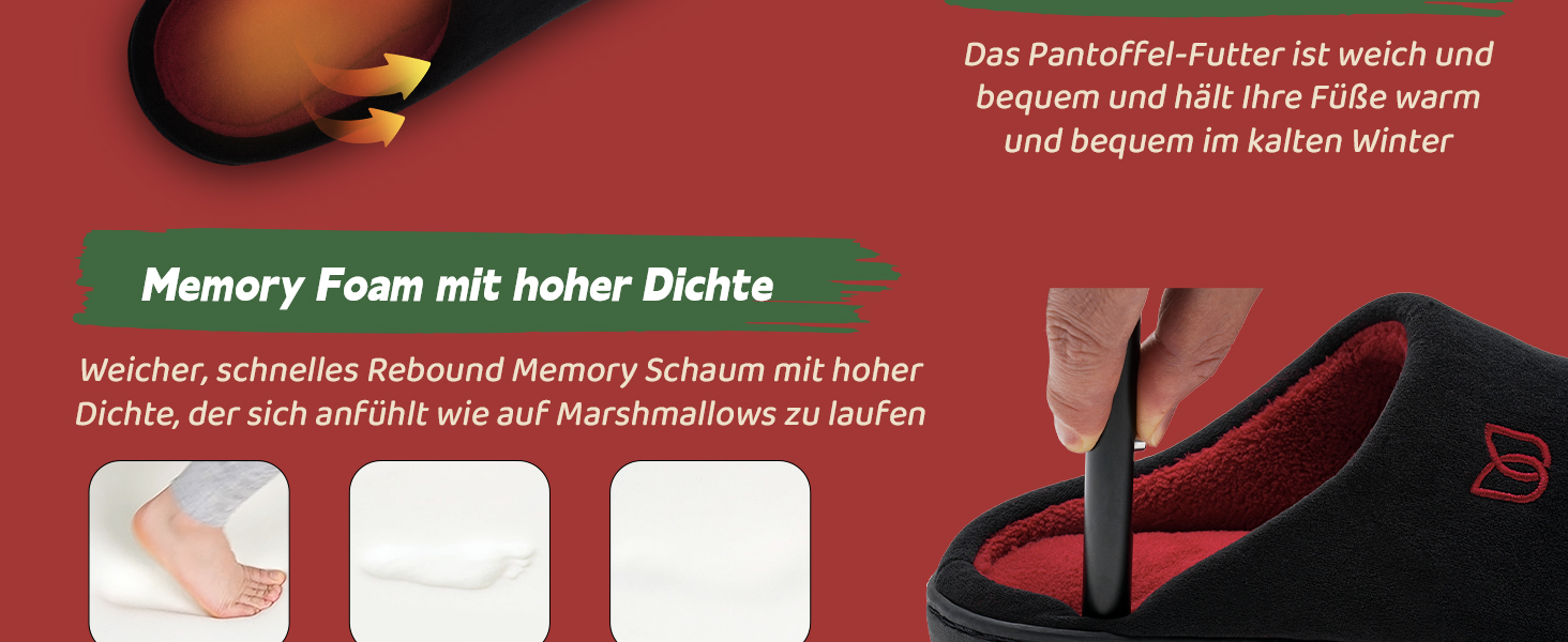 Чоловічі та жіночі домашні тапочки з Memory Foam з бавовни, чорні та червоні, 42/43 EU