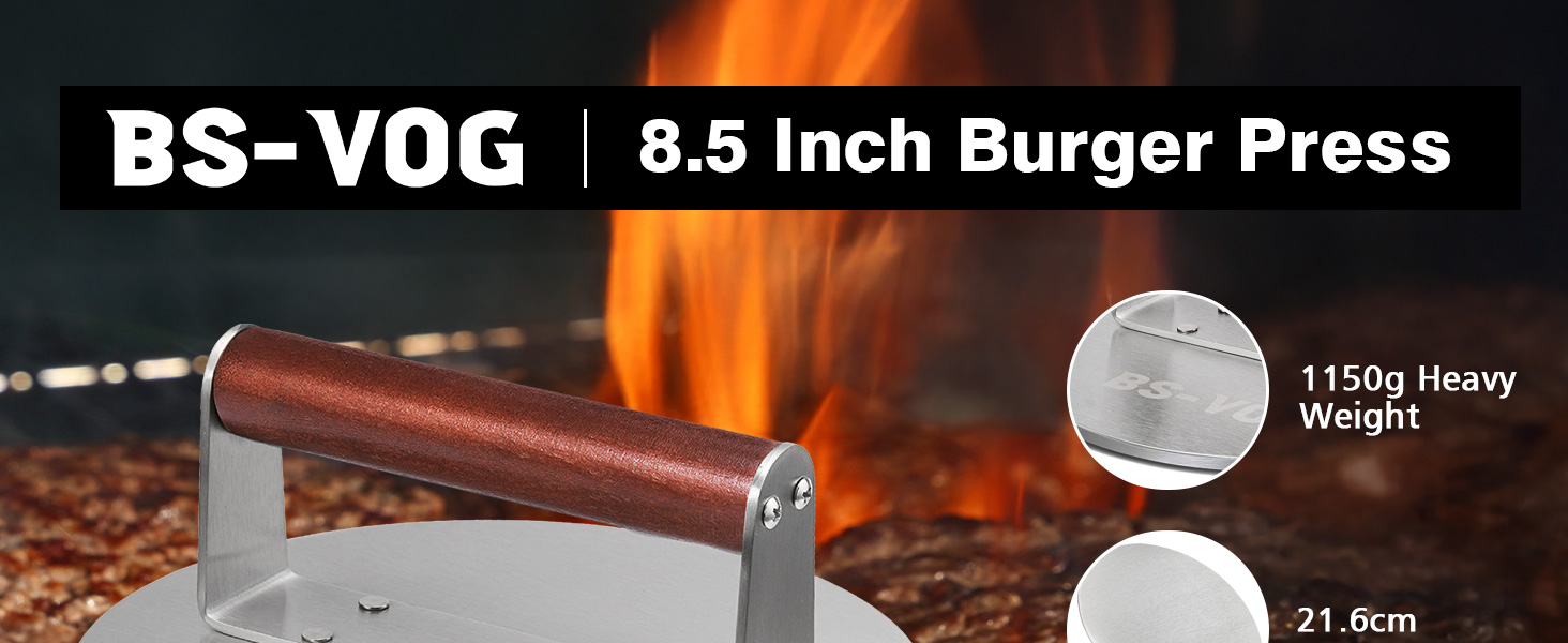 Пресс для бургера з нержавіючої сталі з дерев'яною ручкою, 15.24 см - Burger Smasher для м'яса, котлет, стейка, бекону, подарунковий набір