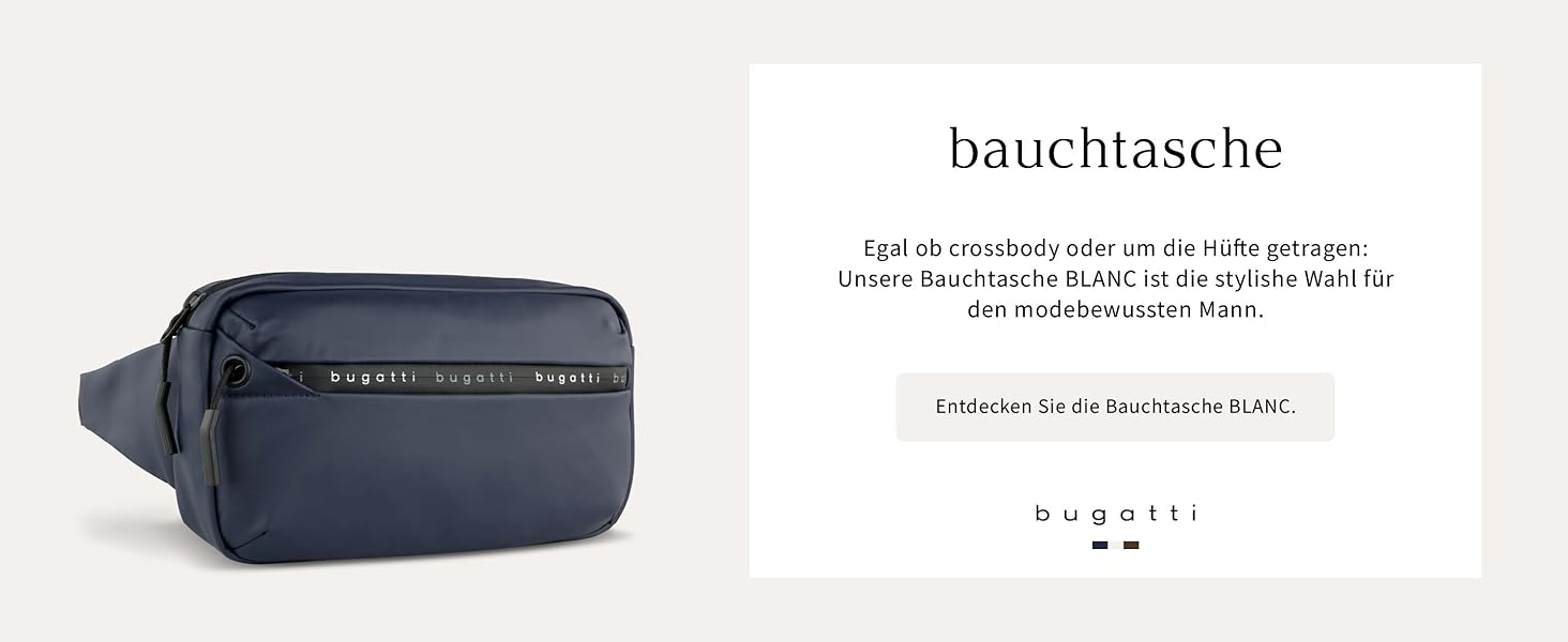Чоловіча поясна сумка Bugatti Blanc Bauchtasche - для подорожей, повсякденного використання та спорту, блакитна