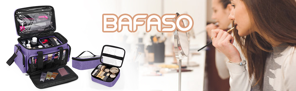 BAFASO органайзер для макіяжу, велика косметичка для жінок, дорожня сумка для косметики, патентована, фіолетова