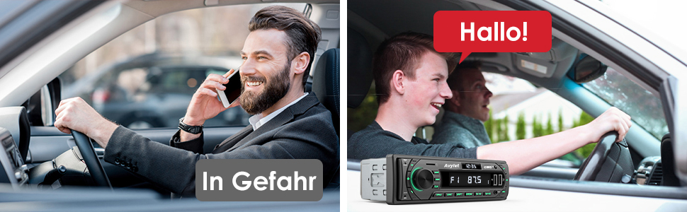 Автомобільна магнітола Bluetooth 5.0, FM/AM, 7 кольорів підсвічування, 1 DIN, стерео з 2 USB, AUX, MP3, підтримка iOS та Android, збереження 30 радіостанцій