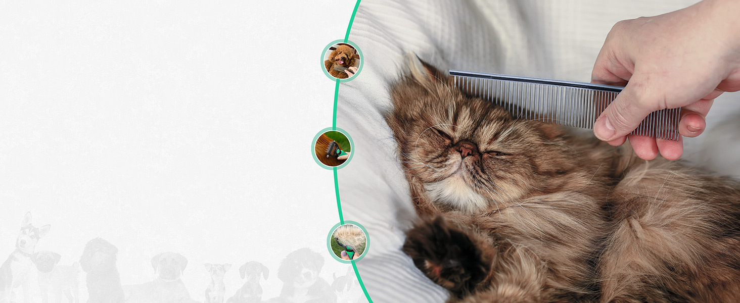 Професійна щітка Candure для собак та котів з довгим волоссям, гребінець для грумінгу, 17+9 зубців, видаляє ковтуни та шерсть (блакитний, зелений)