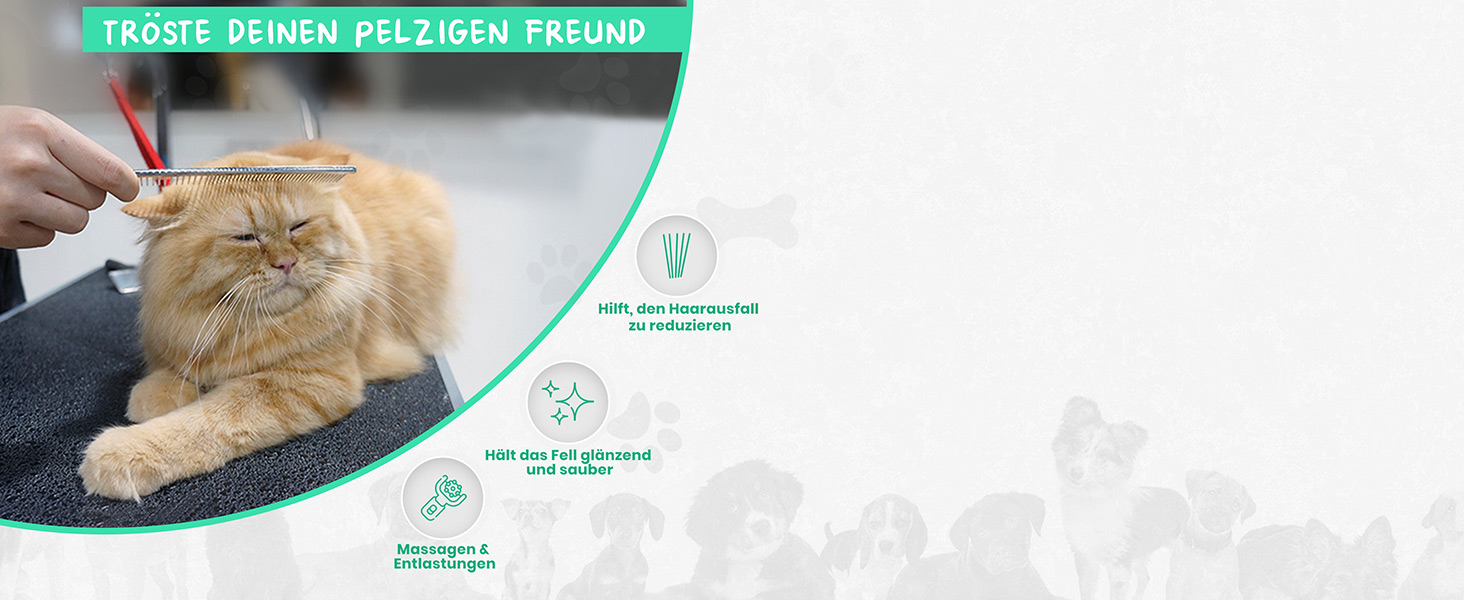 Професійна щітка Candure для собак та котів з довгим волоссям, гребінець для грумінгу, 17+9 зубців, видаляє ковтуни та шерсть (блакитний, зелений)