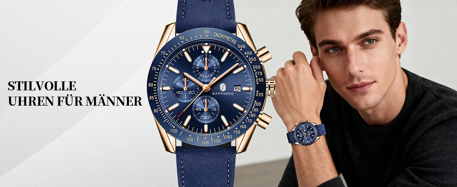 Годинник чоловічий BENYAR Chronograph з аналоговим кварцовим механізмом, шкіряний ремінець, стильний дизайн для бізнесу та спорту, водонепроникність 30M, елегантний подарунок для чоловіків (чорний ремінець/рожево-золотий корпус/чорний циферблат)